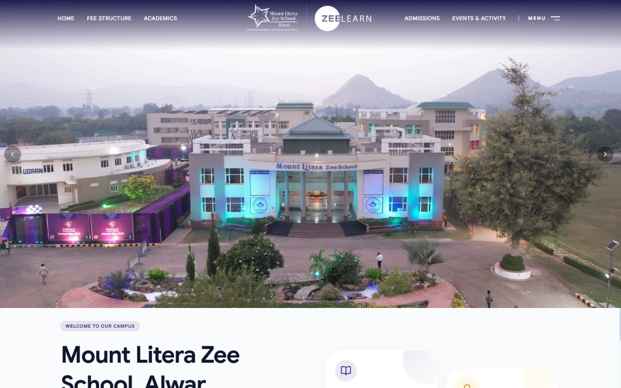Mount Litera Zee School Alwar website homepage designed by BoostronixX