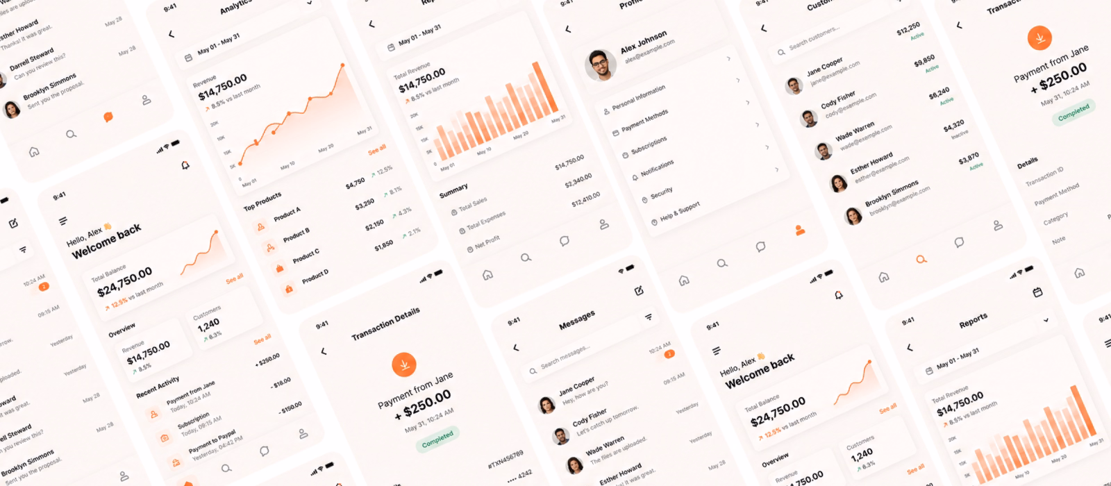 A set of polished BoostronixX UI/UX product screens and components