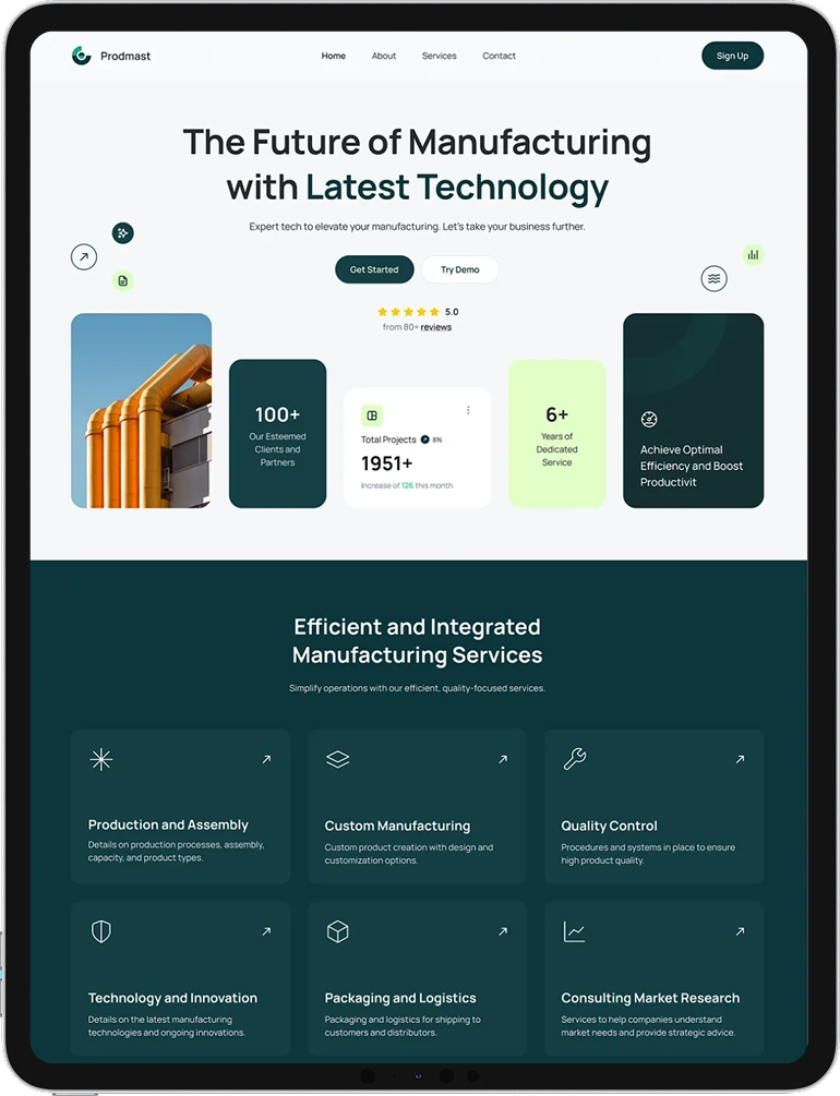 Tablet UI dashboard preview